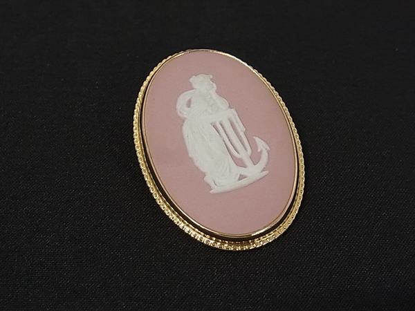 ■美品■ WEDGWOOD ウェッジウッド ジャスパー ピンブローチ ピンバッジ レディース ゴールド系×ピンク系 DN0607
