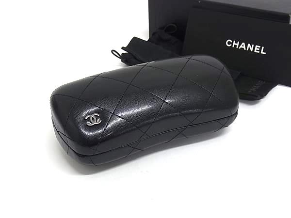 ■極美品■ CHANEL シャネル ココマーク マトラッセ レザー メガネケース 眼鏡ケース サングラスケース ブラック系 DP6322