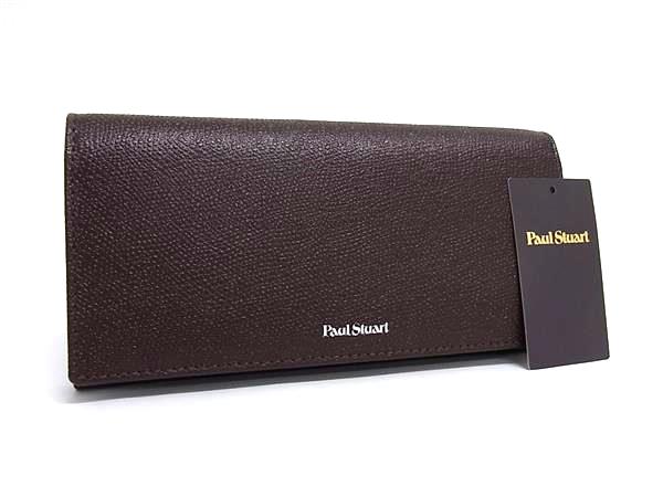 B, F, H, P - ■新品■未使用■ Paul Stuart ポールスチュアート レザー 二つ折り 長財布 ウォレット メンズ ブラウン系 BS1870