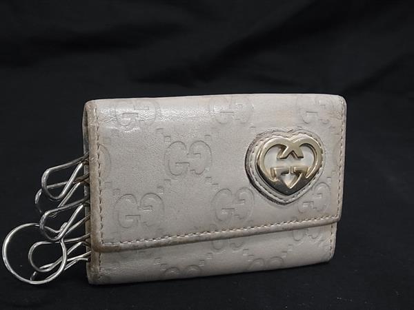 GUCCI グッチ 257217 0416 グッチシマ レザー 6連 キーケース 鍵入れ レディース アイボリー系 DK6720