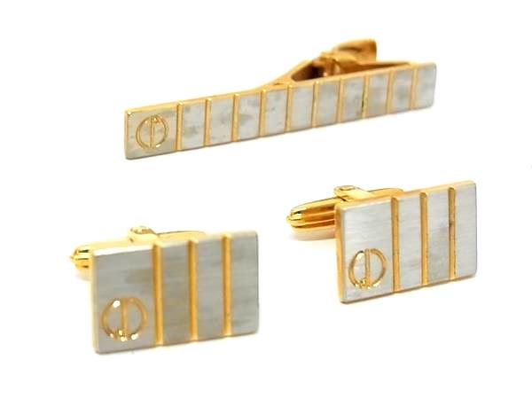 ■美品■ dunhill ダンヒル ネクタイピン カフスボタン 2点セット 紳士 メンズ ゴールド系 DK7479
