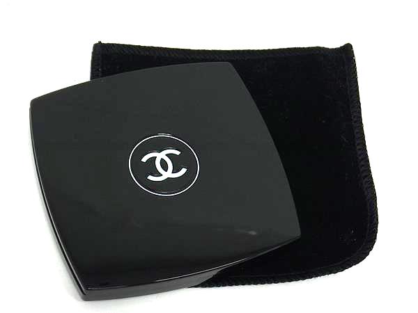 ■美品■ CHANEL シャネル ココマーク ミロワールドゥーブルファセット ミラー 鏡 手鏡 拡大鏡 レディース ブラック系 DH8824