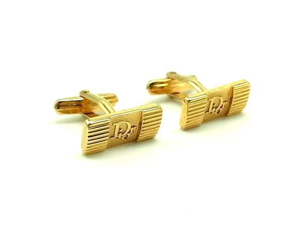 ■美品■ ChristianDior クリスチャンディオール カフスボタン カフリンクス アクセサリー ビジネス 紳士 メンズ ゴールド系 DH8841
