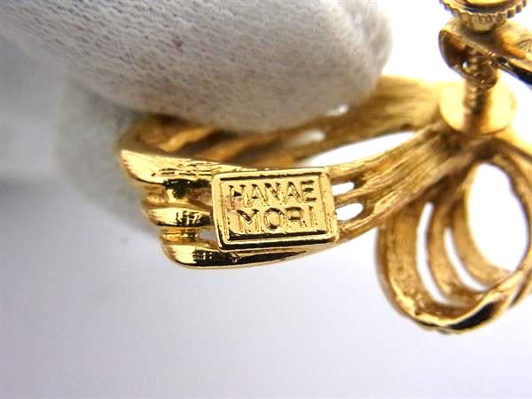 ■美品■ HANAE MORI ハナエモリ ラインストーン クリップ式 イヤリング アクセサリ...