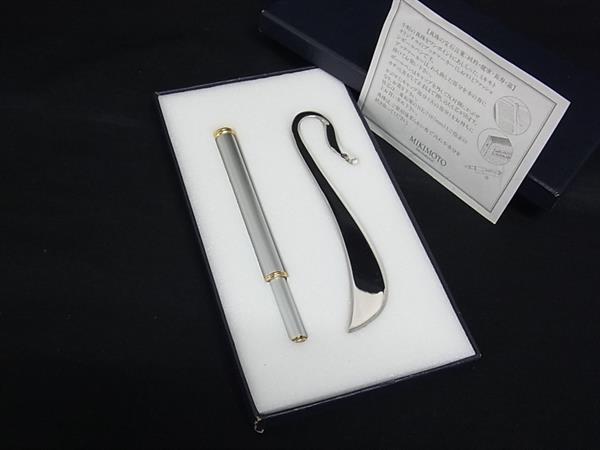 ■新品同様■ MIKIMOTO ミキモト 本真珠 アコヤ真珠 パール 約3mm〜4mm キャップ式 しおり 栞 ボールペン..