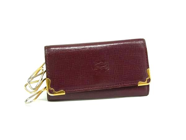 Cartier カルティエ マストライン レザー 4連キーケース 鍵入れ レディース メンズ ボルドー系 DN0868