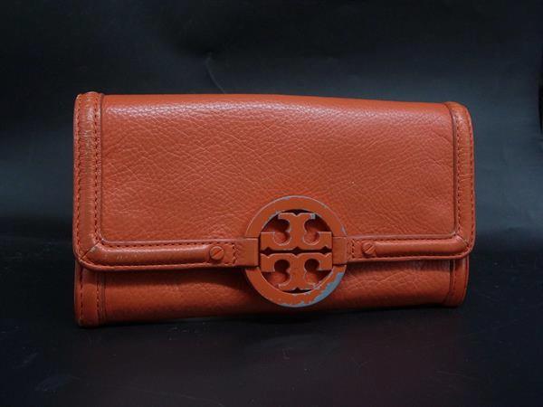 TORY BURCH トリーバーチ レザー 二つ折り 長財布 ウォレット 札入れ 小銭入れ レディース オレンジ系 DN0882