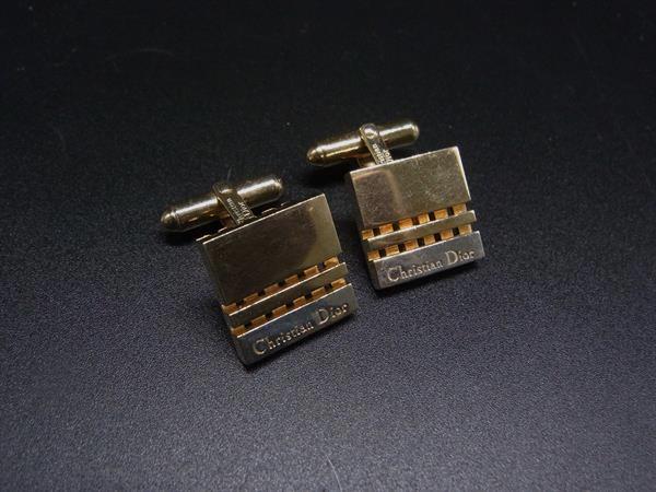 ■美品■ ChristianDior クリスチャンディオール カフスボタン カフリンクス アクセサリー ゴールド系×シルバー系 DN2975
