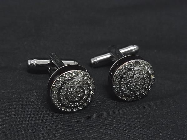 SWAROVSKI スワロフスキー ラインストーン カフスボタン カフリンクス アクセサリー ビジネス 紳士 メンズ シルバー系 DP0368