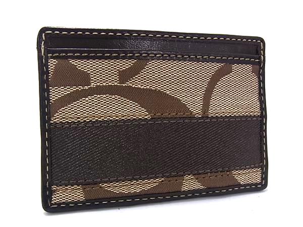 ■新品同様■ COACH コーチ シグネチャー キャンバス×レザー カードケース パスケース カード入れ 定期入れ ブラウン系 DI3151