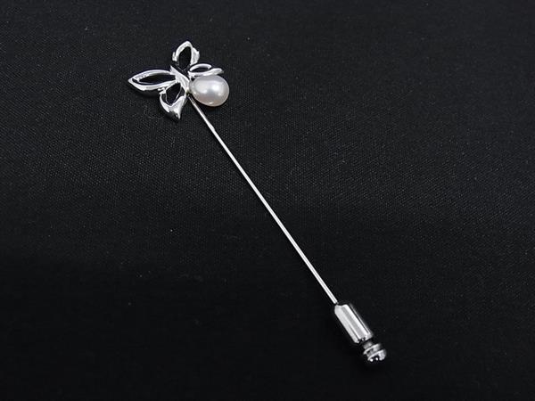 ■極美品■ TASAKI タサキ 本真珠 淡水真珠 淡水パール 約7mm SV925 ピンブローチ ピンバッチ アクセサリー シルバー系 DN1826