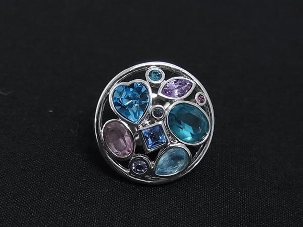 ■美品■ SWAROVSKI スワロフスキー クリスタル ピンブローチ ピンバッジ アクセサリー レディース シルバー系×ブルー系 DN1827