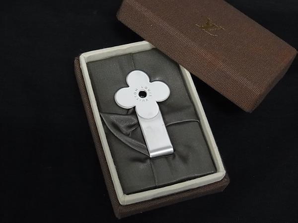 ■極美品■ LOUIS VUITTON ルイヴィトン モノグラムフラワー マネークリップ 札ばさみ メンズ レディース シルバー系 FP6395