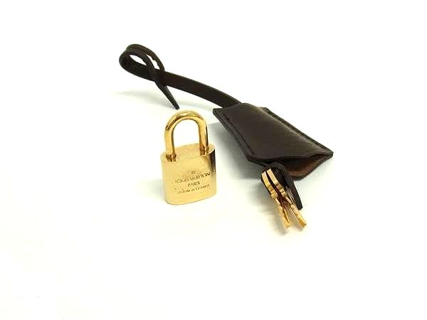 ■美品■ LOUIS VUITTON ルイヴィトン レザー カデナ 南京錠 パドロック 鍵 キー No.308 レディース ブラウン系×ゴールド系 FU3394