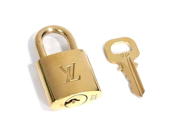 ■美品■ LOUIS VUITTON ルイヴィトン カデナ 南京錠 パドロック 302 鍵 キー ゴールド系 DK2093