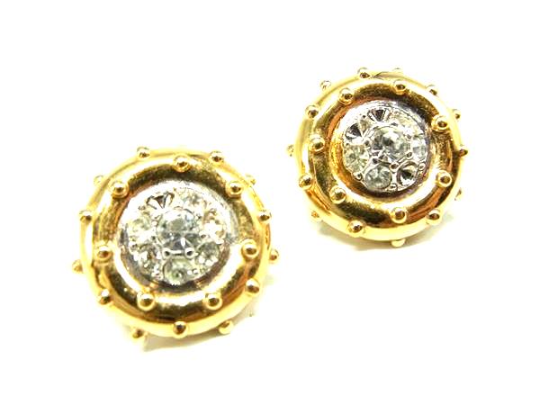 NINA RICCI ニナリッチ ラインストーン クリップ式 イヤリング アクセサリー レディース ゴールド系 DK..