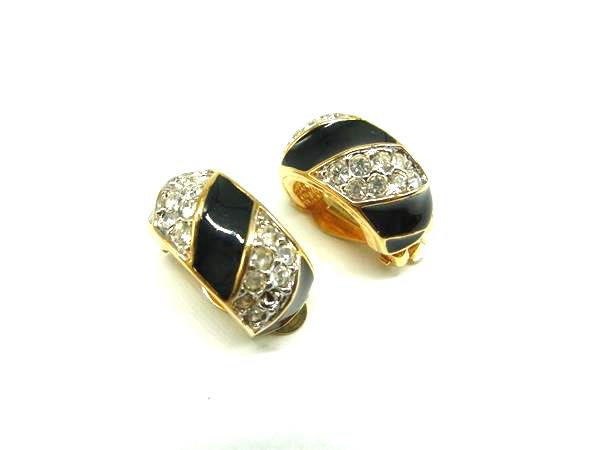 Other - NINA RICCI ニナリッチ ラインストーン クリップ式 イヤリング アクセサリー レディース ゴールド系×ブラック系 DK4738