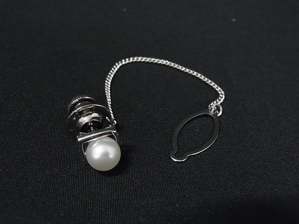 乐天商城 - ■美品■ MIKIMOTO ミキモト 本真珠 アコヤ真珠 パール 約6mm ネクタイピン タイチェーン アクセサリー メンズ シルバー系 DK7836