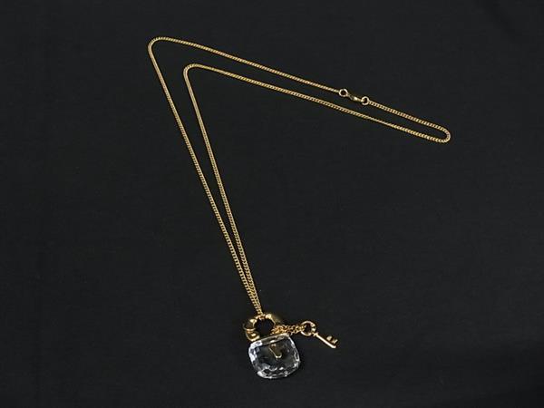 乐天商城 - ■極美品■ SWAROVSKI スワロフスキー カデナモチーフ キー 鍵 ネックレス ペンダント アクセサリー ゴールド系×クリア DK7909