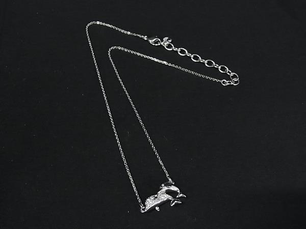 ■極美品■ SWAROVSKI スワロフスキー ラインストーン イルカ ドルフィン ネックレス ペンダント アクセサリー シルバー系 DK8079