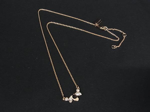 ■美品■ COACH コーチ シグネチャー ラインストーン ネックレス ペンダント アクセサリー レディース ゴールド系 DK8234