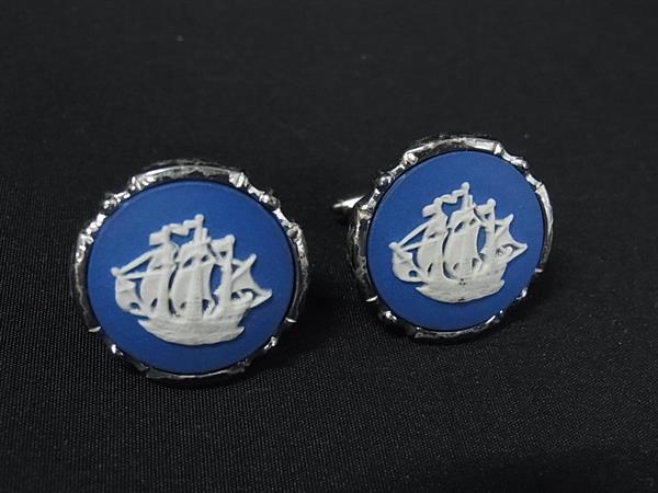 WEDGWOOD ウェッジウッド Stratton ストラットン ジャスパー カフリンクス カフスボタン メンズ ブルー系×シルバー系 DK8747