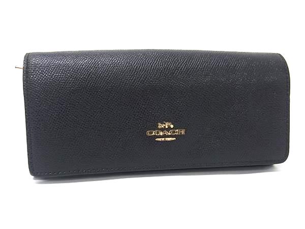 COACH コーチ 58307 レザー 二つ折り 長財布 ウォレット 小銭入れ 札入れ レディース メンズ ブラック系 DK8911