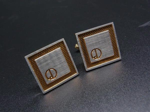 ■美品■ ChristianDior クリスチャンディオール カフス カフリンクス アクセサリー メンズ シルバー系×ゴールド系 DN1058