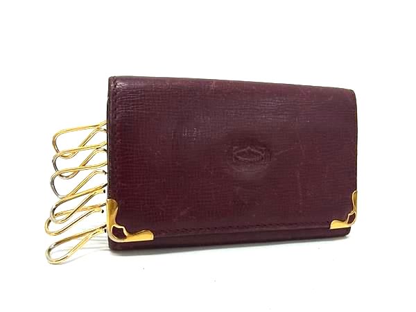 Cartier カルティエ マストライン レザー 6連 キーケース 鍵入れ メンズ レディース ボルドー系 DN2245