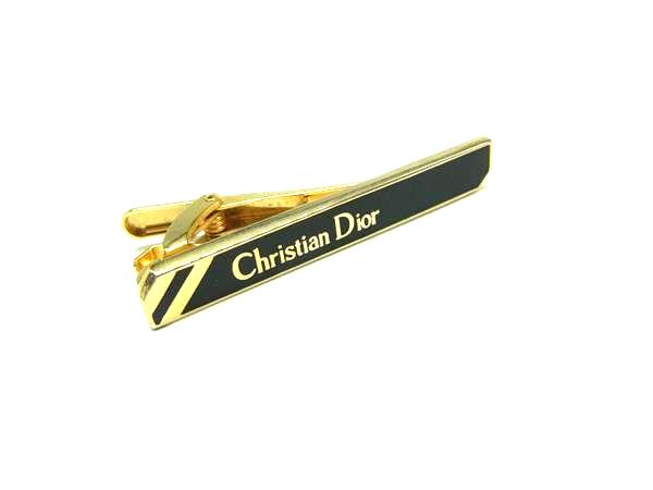■美品■ ChristianDior クリスチャンディオール タイピン タイクリップ 紳士 ビジネス メンズ ゴールド系×ブラック系 DN2979