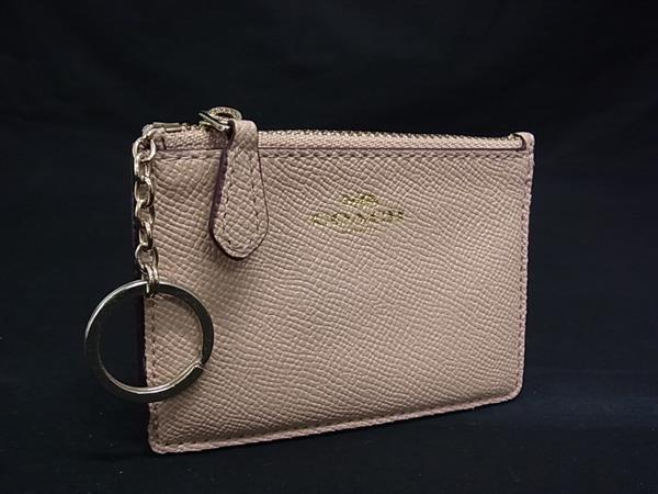 ■美品■ COACH コーチ F12186 レザー フラグメントケース コインケース コインパース 小銭入れ レディース ベージュ系 DJ3146