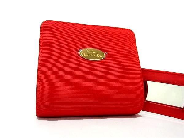 ■極美品■ ChristianDior クリスチャンディオール キャンバス 鏡付き ポーチ 小物入れ マルチケース レ..