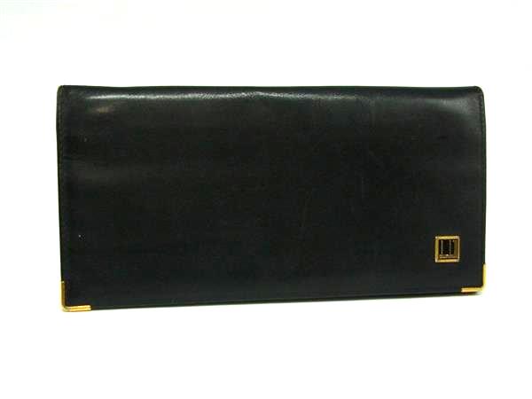 C, G - dunhill ダンヒル レザー 二つ折り 長財布 ウォレット 札入れ 小銭入れ カード入れ メンズ ブラック系 DJ4710