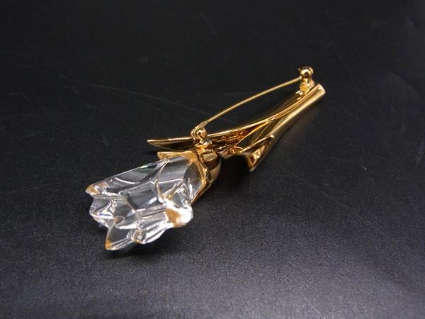 pleasure-Store 楽天市場店の■美品■ SWAROVSKI スワロフスキー フラワーモチーフ ピンバッジ ピンブローチ アクセサリー レディース ゴールド系×クリア DK4012｜アングル2