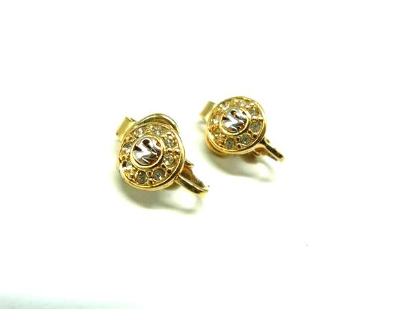 ■美品■ NINA RICCI ニナリッチ ラインストーン クリップ式 イヤリング アクセサリー レディース ゴールド系 DK4582