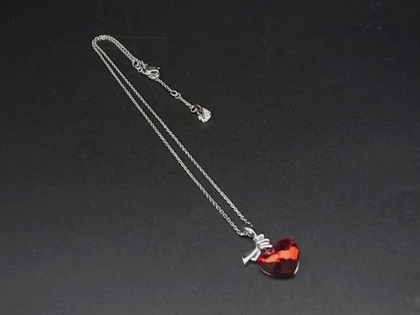 ■美品■ SWAROVSKI スワロフスキー ネックレス ペンダント アクセサリー レディース シルバー系×レッド系 DM8333