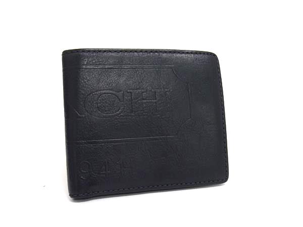 COACH コーチ レザー 二つ折り 財布 ウォレット 札入れ 小銭入れ メンズ レディース ネイビー系 DJ2772