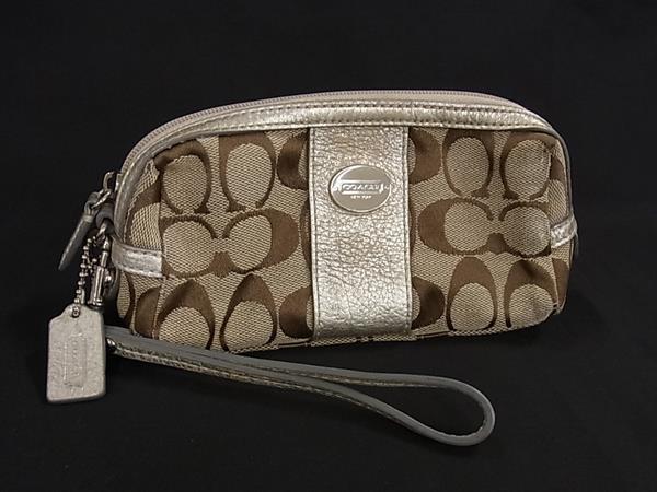 樂天商城 - COACH コーチ シグネチャー キャンバス×レザー リストレット アクセサリーポーチ 小物入れ マルチケース ブラウン系 DK8682