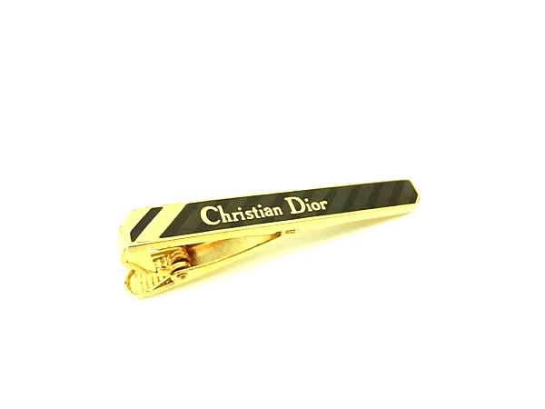 ■美品■ ChristianDior クリスチャンディオール タイクリップ ネクタイピン アクセサリー ブラック系×ゴールド系 DM8349