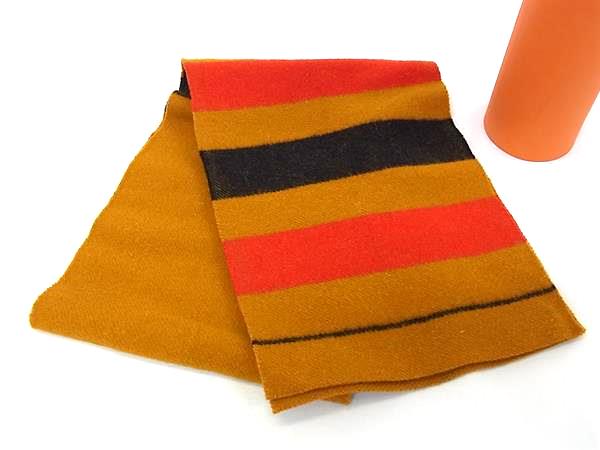 ■極美品■ HERMES エルメス ロカバール ウール100％ マフラー ストール ショール オレンジ系×レッド系 FL6537のサムネイル
