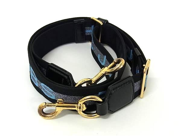 ■美品■ MARC JACOBS マークジェイコブス Thin Webbing Strap キャンバス ラメ バッグ用 ショルダーストラップ ブラック系 BP1810