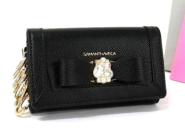 ■新品■未使用■ Samantha Vega サマンサベガ ジュエルリボン レザー 5連 キーケース 鍵入れ レディース ブラック系 BR3969