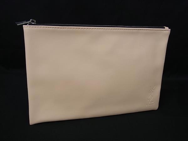 ■美品■ YVESSAINTLAURENT イヴサンローラン レザー メイクポーチ マルチケース 小物入れ レディース ベ..