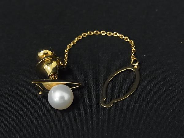 ■極美品■ MIKIMOTO ミキモト 本真珠 アコヤ真珠 パール 約7mm SV925 タイタック ネクタイピン アクセサリー ゴールド系 DK7906