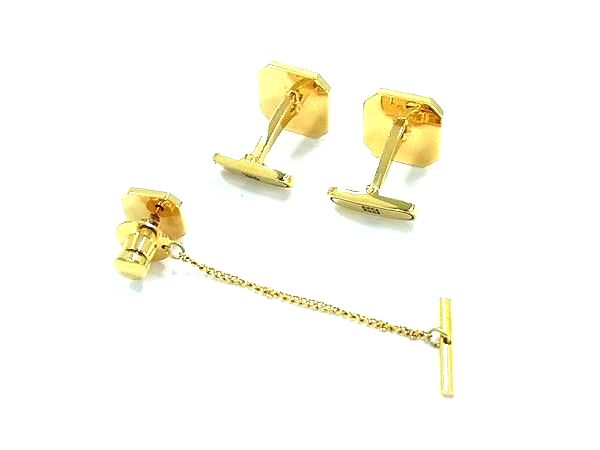 pleasure-Store 楽天市場店の■美品■ GIVENCHY ジバンシィ カフスボタン カフリンクス タイタック ネクタイピン アクセサリー 2点セット ゴールド系 DK7916｜アングル2