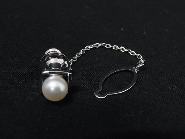 乐天商城 - ■美品■ MIKIMOTO ミキモト 本真珠 アコヤ真珠 パール 約6mm SV925 ネクタイピン タイチェーン アクセサリー シルバー系 DK8046