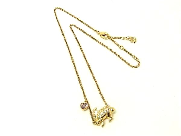 ■極美品■ SWAROVSKI スワロフスキー ラビット ウサギ うさぎ ハート ネックレス ペンダント アクセサリー ゴールド系 DN0213