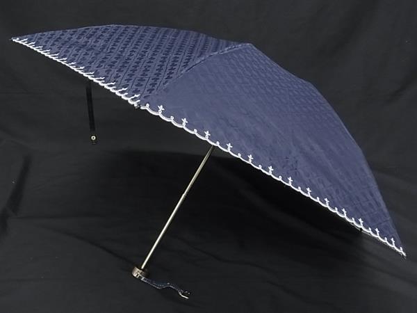 GHERARDINI - ■美品■ GHERARDINI ゲラルディーニ 2段折り 折りたたみ傘 折り畳み傘 高級傘 アンブレラ 雨具 レディース ネイビー系 DN0404