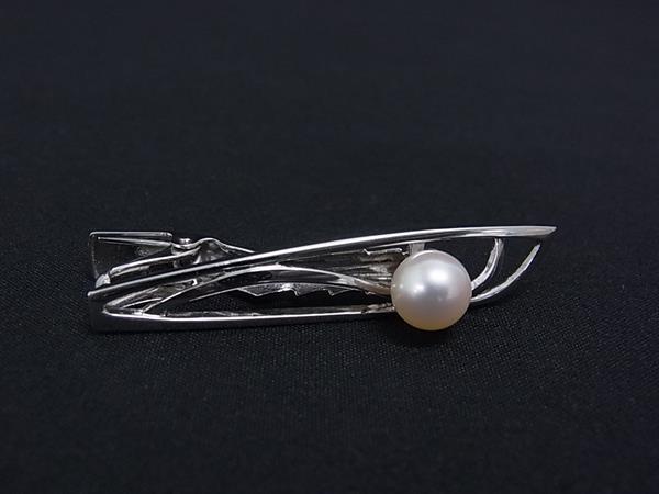 ■美品■ MIKIMOTO ミキモト 本真珠 アコヤ真珠 パール 約7mm SV925 タイクリップ ネクタイピン アクセサリー シルバー系 DN3336