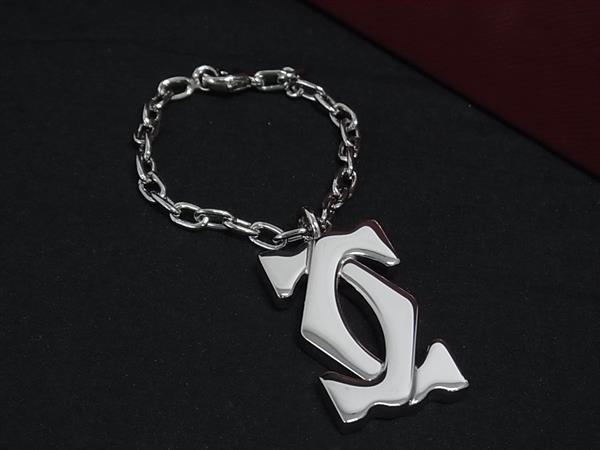 ■新品同様■ Cartier カルティエ 2Cロゴ キーホルダー バッグチャーム キーチャーム レディース メンズ シルバー系 HA4903